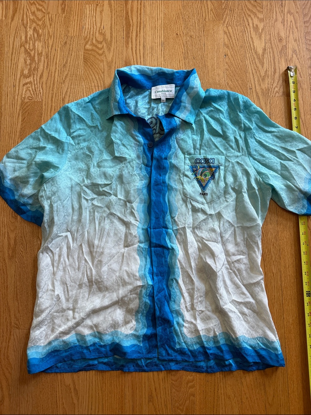 Casablanca Blue Ombre Short-Sleeve Button-Down Shirt